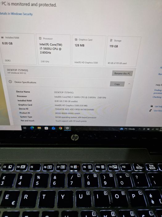 Vand Hp elite book 820  G2 i 7