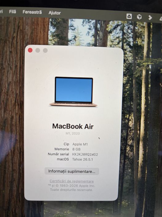 Macbook air M1 8/256 bat orig 40 de cicluri