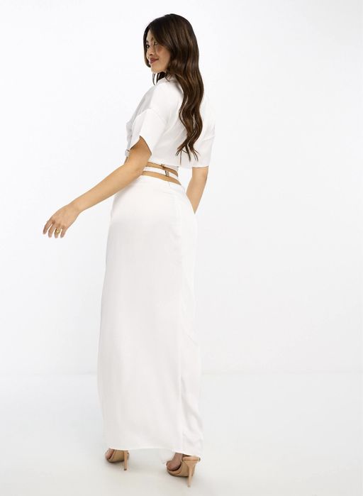 Fusta maxi satinata crapata Kaiia