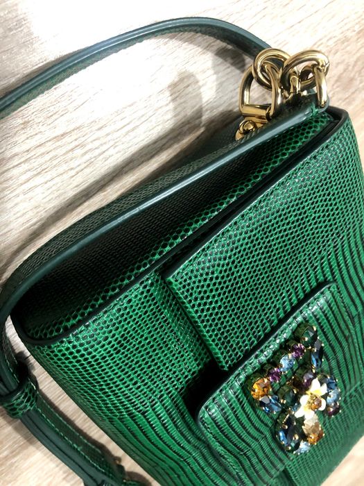 Сумка Dolce & Gabbana DG Millennials Green Lizard Embossed Crystal Bag