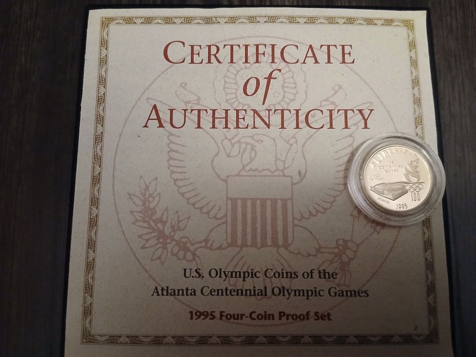 5 dollari 1995 - moneda aur proof comemorativă pentru Olimpiada XXVI