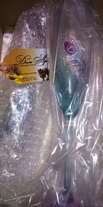 Чаши Сватбени бокали с паунови пера