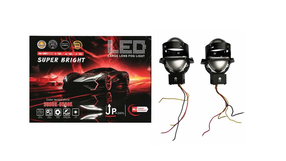 Set 2 lupe Bi-LED auto 3 inch, 6000K, Lumina alba,  A108, 9–32V, fază scurtă și fază lungă