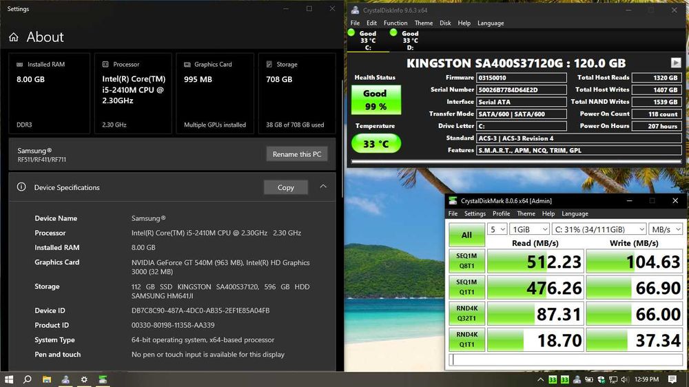 SAMSUNG RF511 | i5 | 8GB RAM | SSD 128GB + HDD 640GB | NVIDIA® GT540M