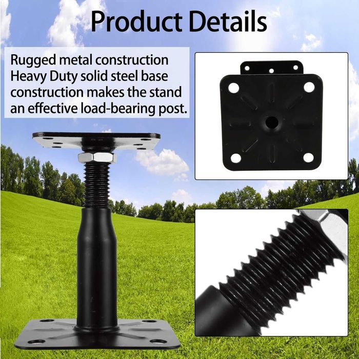 Suport stalp regtabil, Akolafe, 10-15cm, 75x95mm, otel