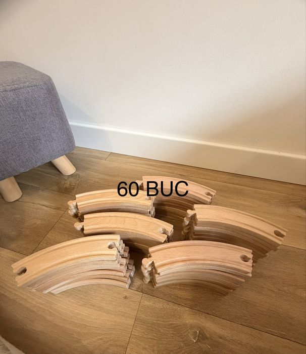 Seuri șine din lemn (peste 150 piese) – mix piese