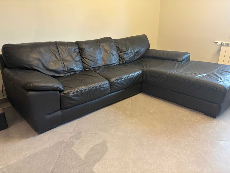 Черен Кожен диван