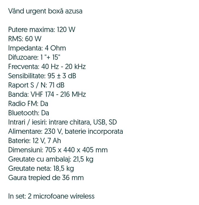Boxă Azusa in stare perfectă de funcționare