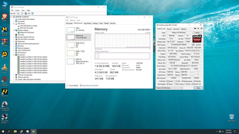 Unitate PC Intel Core i7 4790 32GB DDR3 1600MHz XFX GTS AMD RX 580 8GB