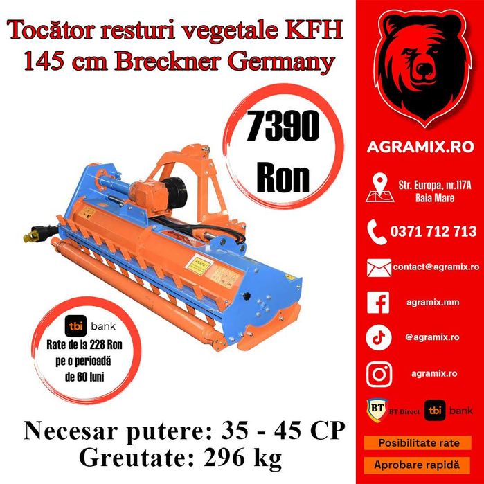 Tocatoare resturi vegetale KFH 145 CM nou Agramix