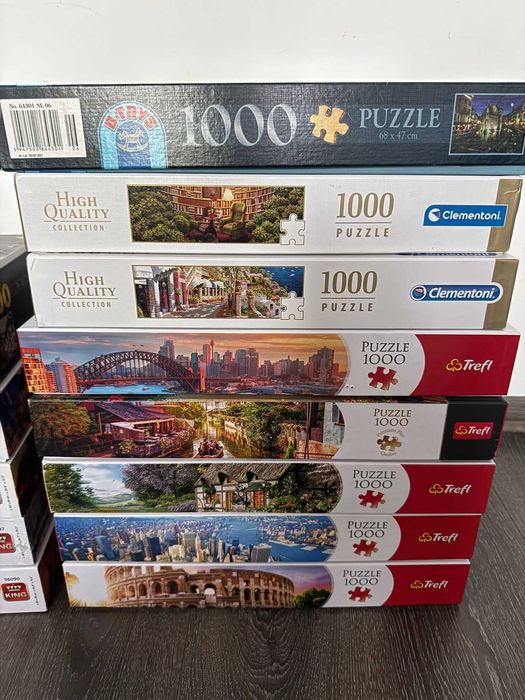Colectie de 17 puzzle-uri cu cate 1000 piese Trefl, Roovi, Clementoni, D-Toys, King