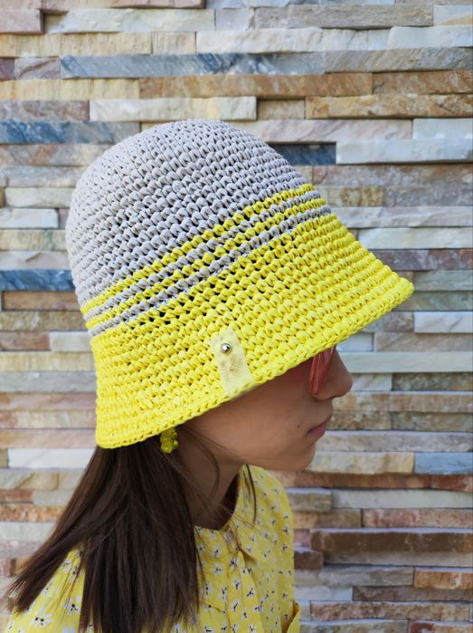 Панама в сетку вязаная из Рафии