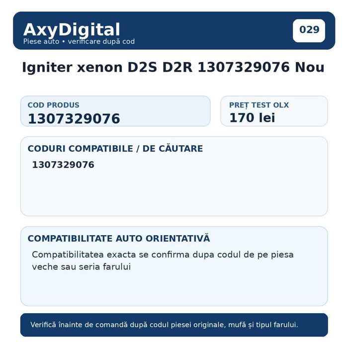 Igniter xenon D2S D2R 1307329076 Nou