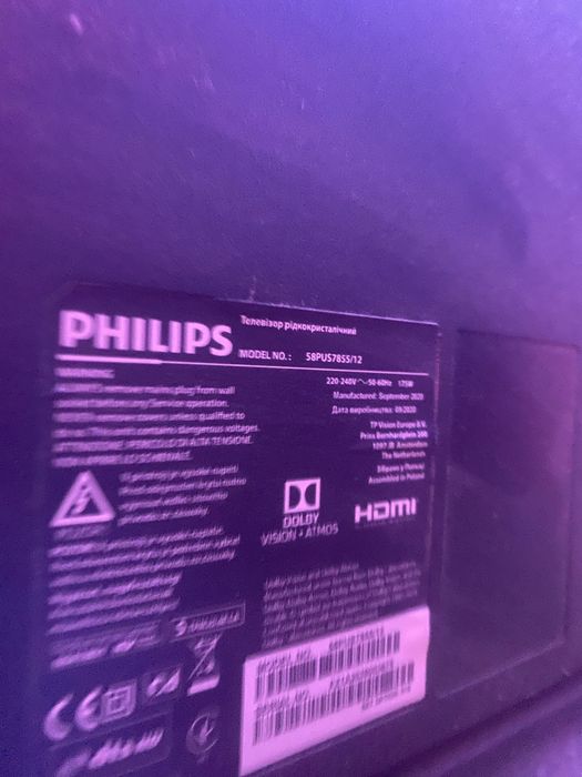 Philips tv 4k led ambilight 146 cm