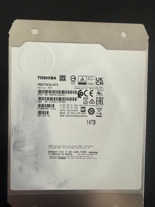 HDD Toshiba 14TB Enterprise MG07ACA14TE 7200RPM – SMART OK, 5286 ore