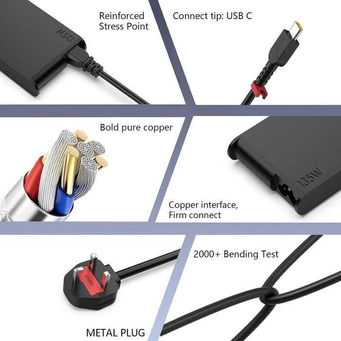 135W USB C зарядно устройство за лаптопи Lenovo