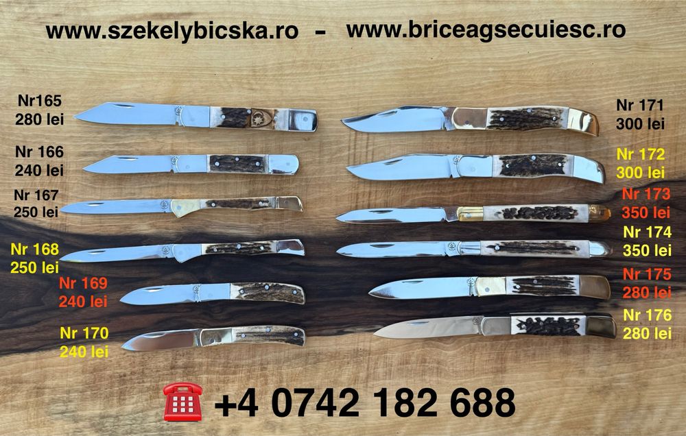 Briceag tradițional, cutit, vanatoresc, corn de cerb, Briceag artizana