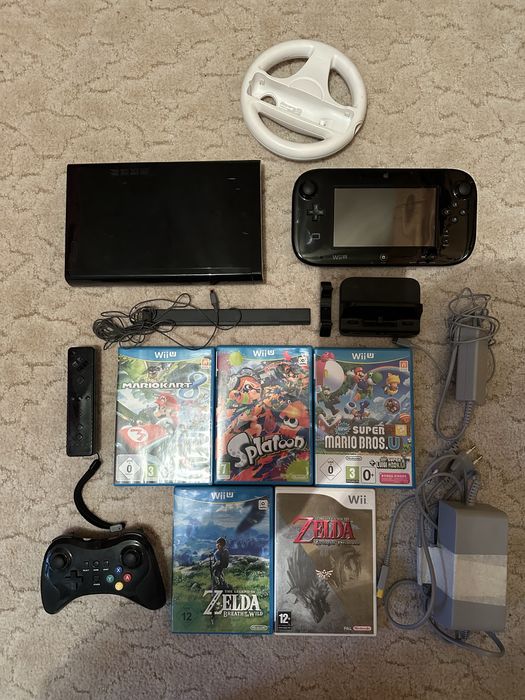 Set Consola Wii U + jocuri + acessorii ( Zelda, Mario, etc.)