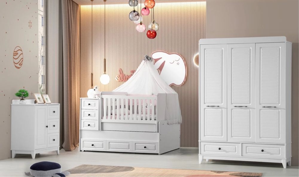 Бебешко обзавеждане 3 части с голяма кошара "Panama Collection"