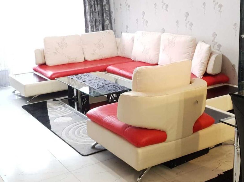 Два дивана с фотьойл - естествена кожа