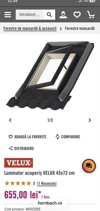 Fereastra Velux acces acoperis/luminator