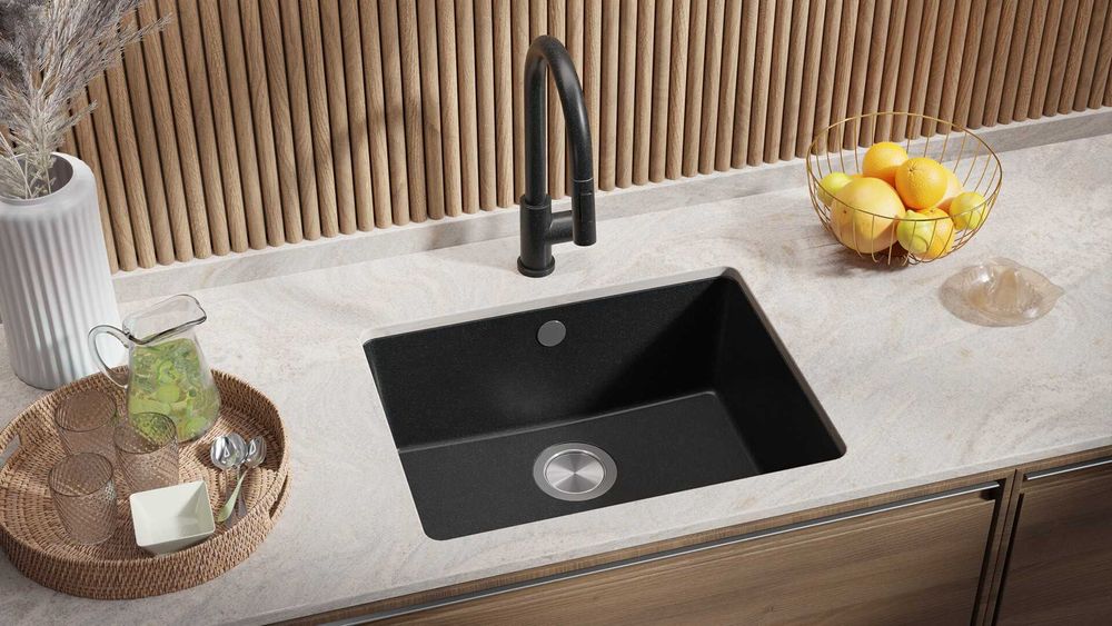 графит кухненска мивка за вграждане под плот Венеция 60 560x440 мм