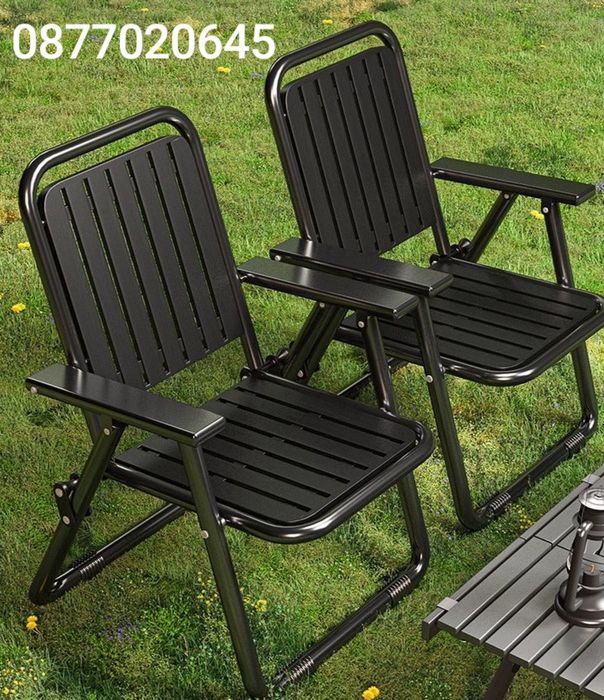 Сгъваем градински стол – метал и пластмаса – черен 55×55×90