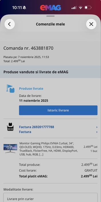 Monitor OLED Philips Evnia 34 inch garantie emag