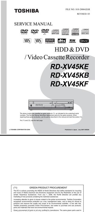 Toshiba DVD HDD VHS recorder