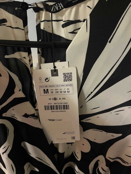 Сатенен гащеризон Zara в бяло и черно