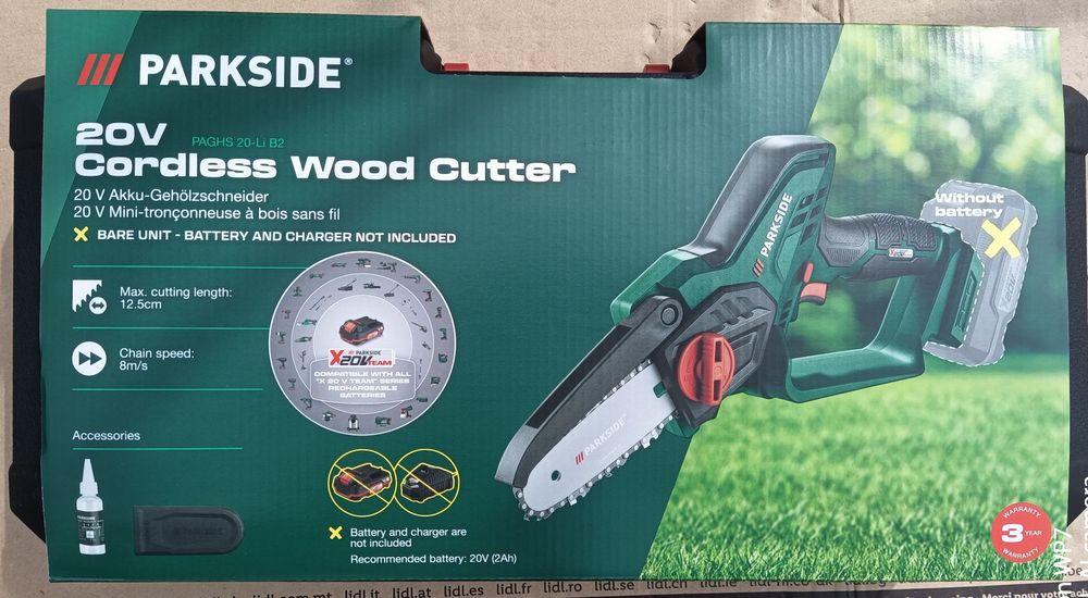 Parkside mini drujba electrica pe baterie 20V 2A 4A 8A ferastrau lant