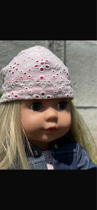Păpușă originală Götz Jessica, cu hăinuțe și gentuță croșetată