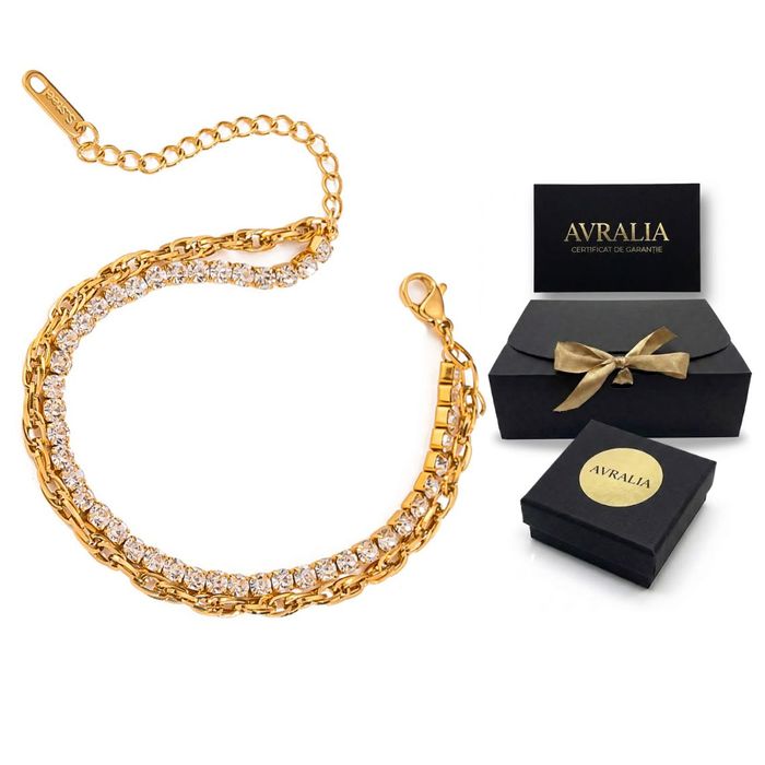 Set 2 Bratari Placate Aur 18k, Tennis si Snake, Set Cadou Inclus