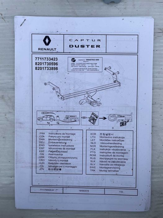 Kit carlig remorcare fix Dacia Duster 2 HJD 2018+ nou original Renault