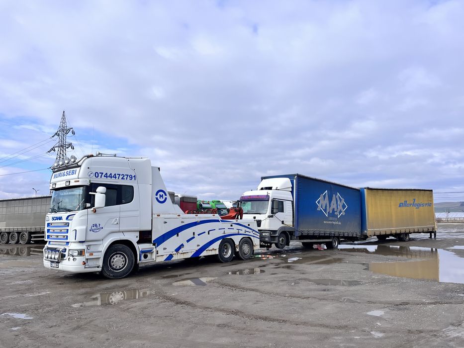Remorcari tractari recuperări camioane, tir  autocar închiriere macara