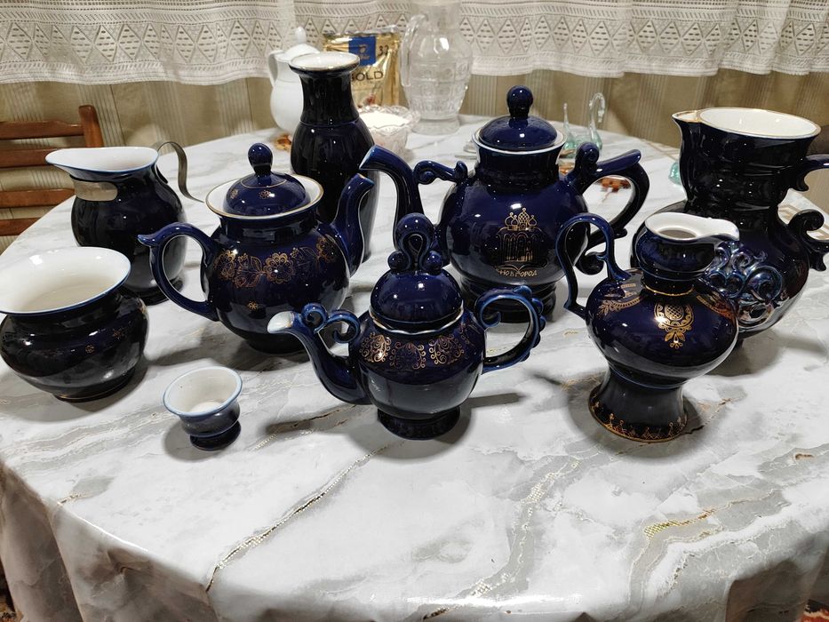 Посуда синяя Новгород СССР.