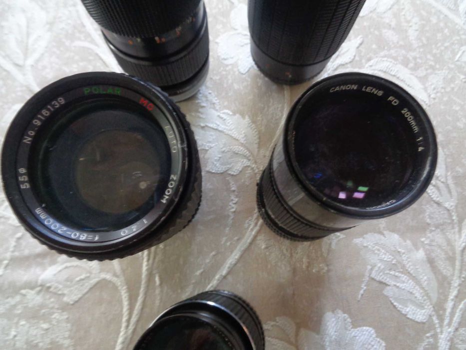 Продавам  Лот от 5 ретро ръчнофокусни обектива (Canon FD, Pentax K, Minolta MD)