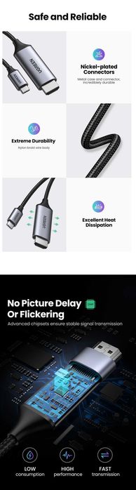 UGREEN Кабель 4K/60Hz 2K/120HZ 18Gbps USB-C to HDMI Cable for PS5 PS4