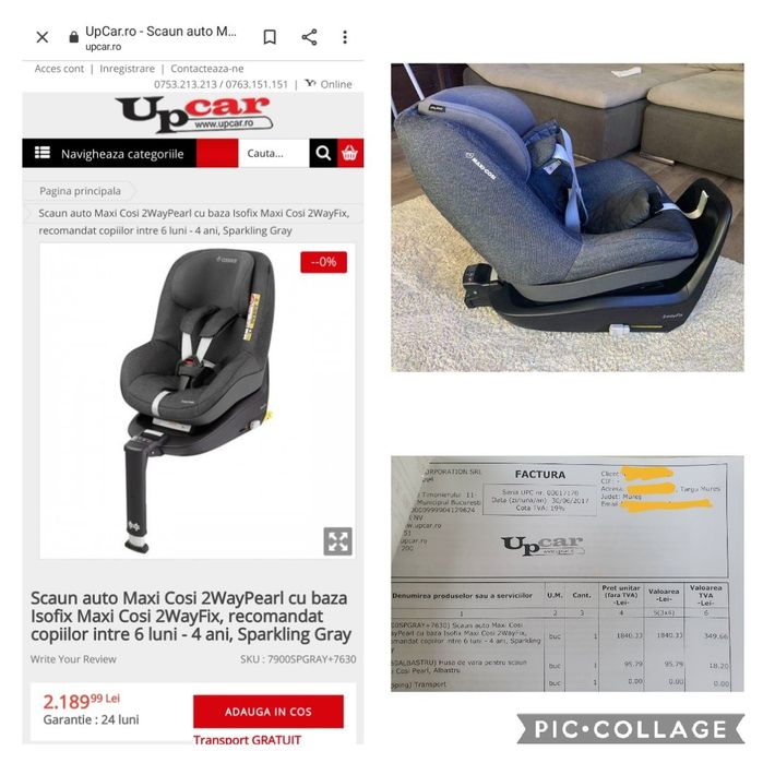 Scaun auto Maxi Cosi 2WayPearl cu baza Isofix Maxi Cosi 2WayFix + husa