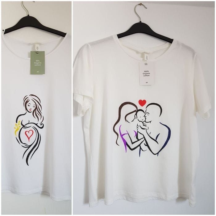Tricou pictat pe comanda maternitate/familie/sarcina