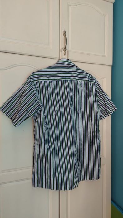 Мъжка риза Tommy Hilfiger, S/M, Къс ръкав, Зелена/Сива