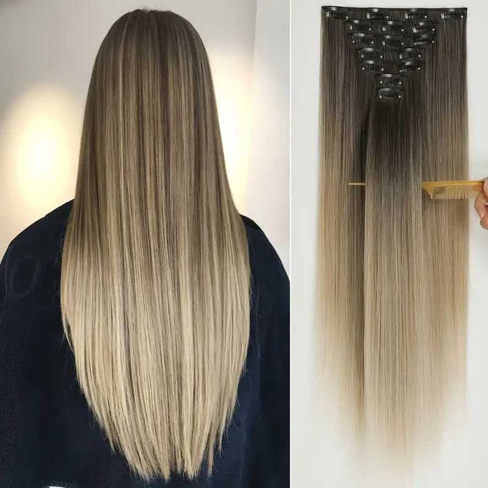 Екстеншън с клипс / треса / 7 реда треси с клипси / Удължение за Коса