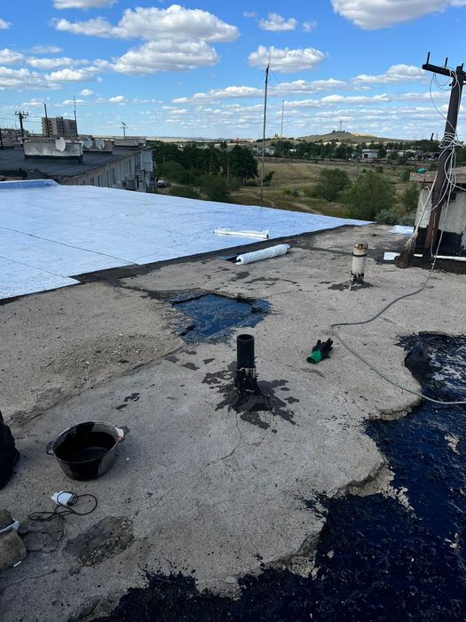 Гидроизоляция кровли материалом Ризолин!!!
