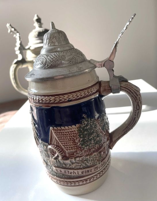 ceramica groasa, capac de zinc, 350 ml  capacitate, cana bere