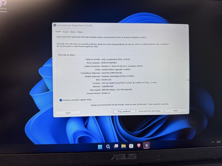 Laptop Asus VivoBook 15 X1500EA, i5-1135G7 gen 11, 16GB RAM, ~1TB SSD Nvme