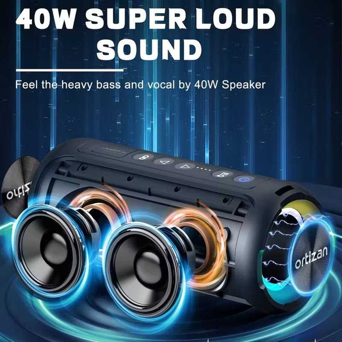 Чисто нова преносимa Bluetooth колонка Ortizan X8 Pro с 40W стерео звук, SD карта, AUX