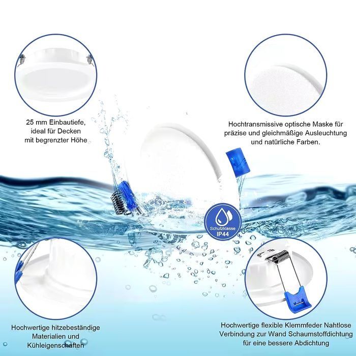 Spot încastrat LED set 10 spoturi LED 230V, 5W 500LM IP44