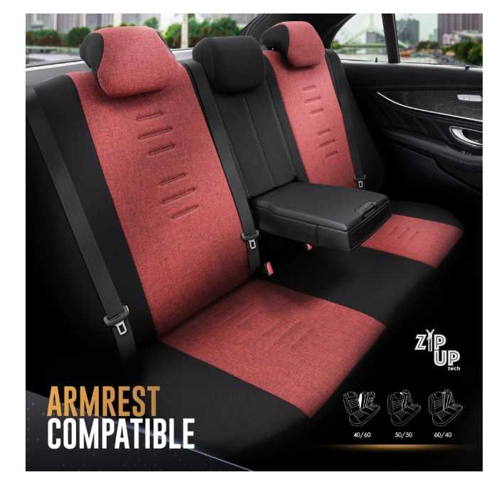 Луксозна тапицерия OTOM текстил с еко кожа THRONE Design – Червено-черна с черен шев