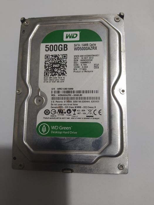 Vând Hard disk desktop WD Green 500 GB Sata/64 MB Cache