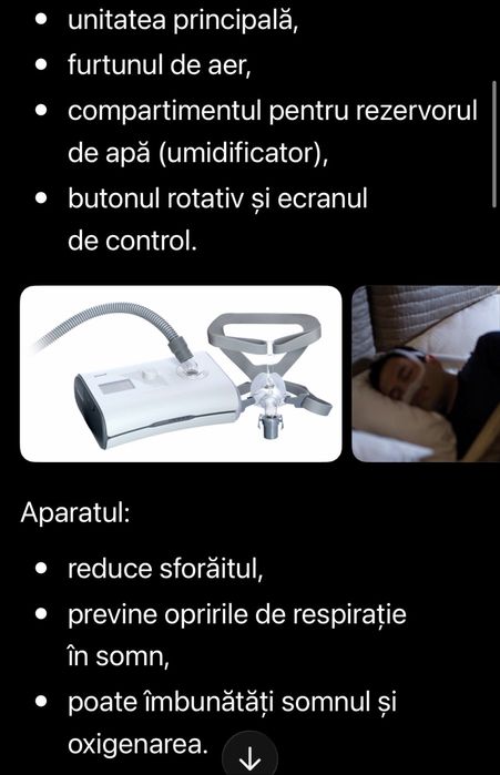 Aparat de sustinut respiratia in timpul somnului